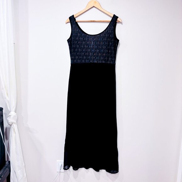 Grob Dresses & Skirts - GROB‎ Black Maxi Dress with Sheer Hem & Textured Bodice | Medium *